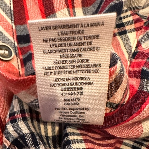 FREE PEOPLE LORALEI SHIRT WOMENS SMALL /PETITE Red Plaid Shirt - Picture 11 of 12
